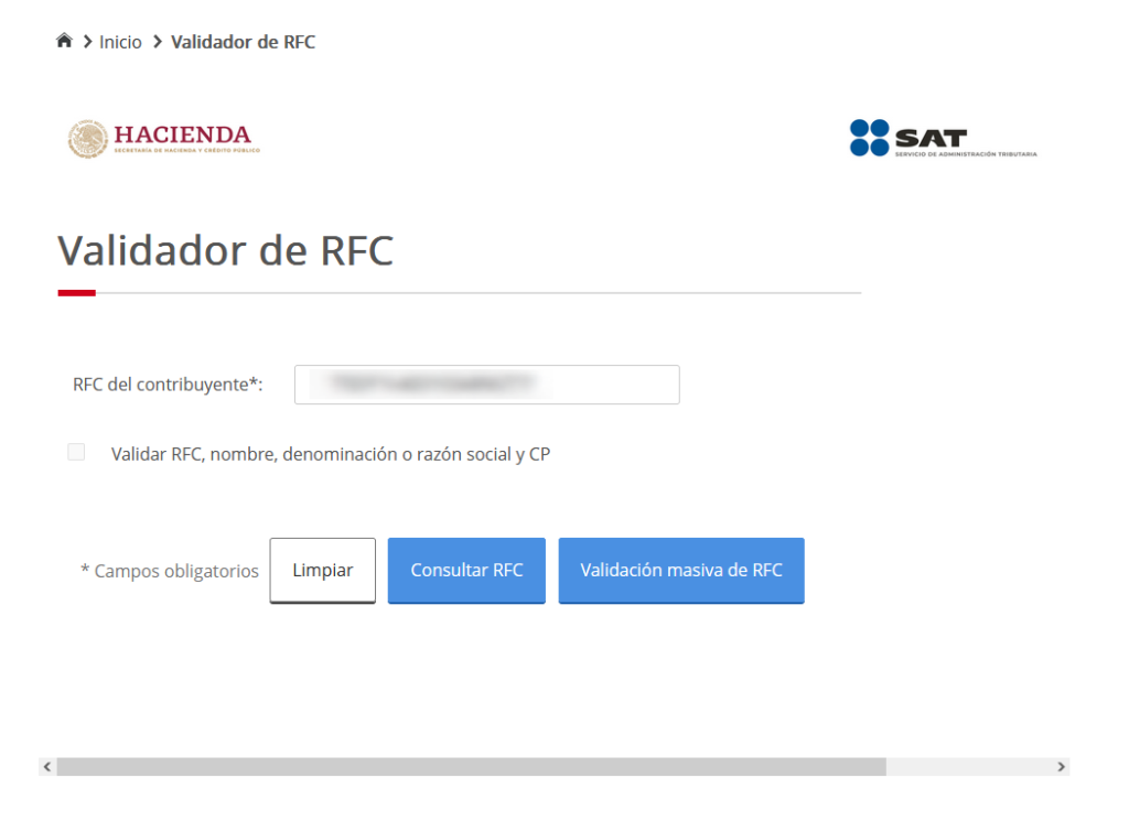 Validación de un RFC individual